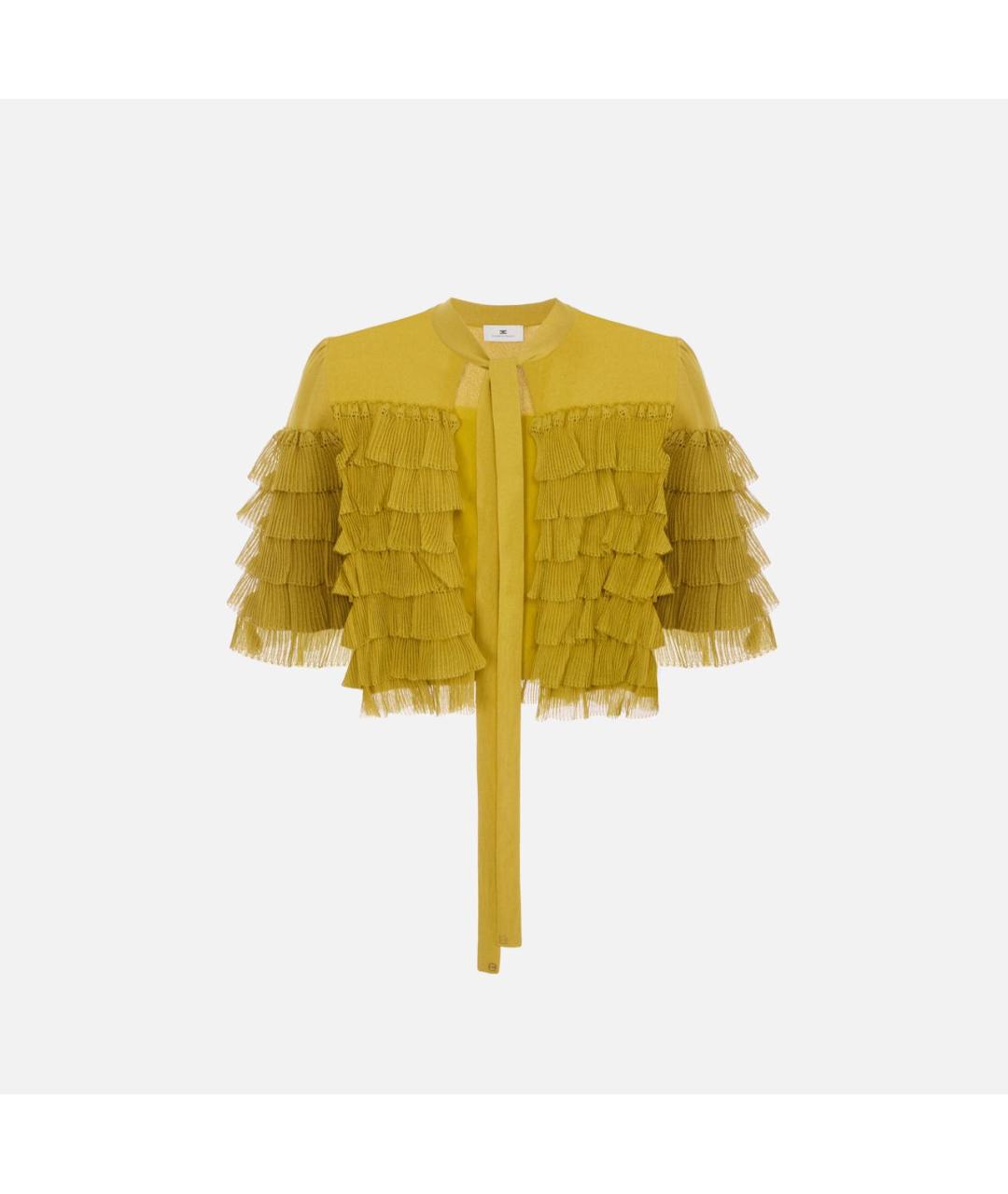 ELISABETTA FRANCHI Горчичный кардиган, фото 8