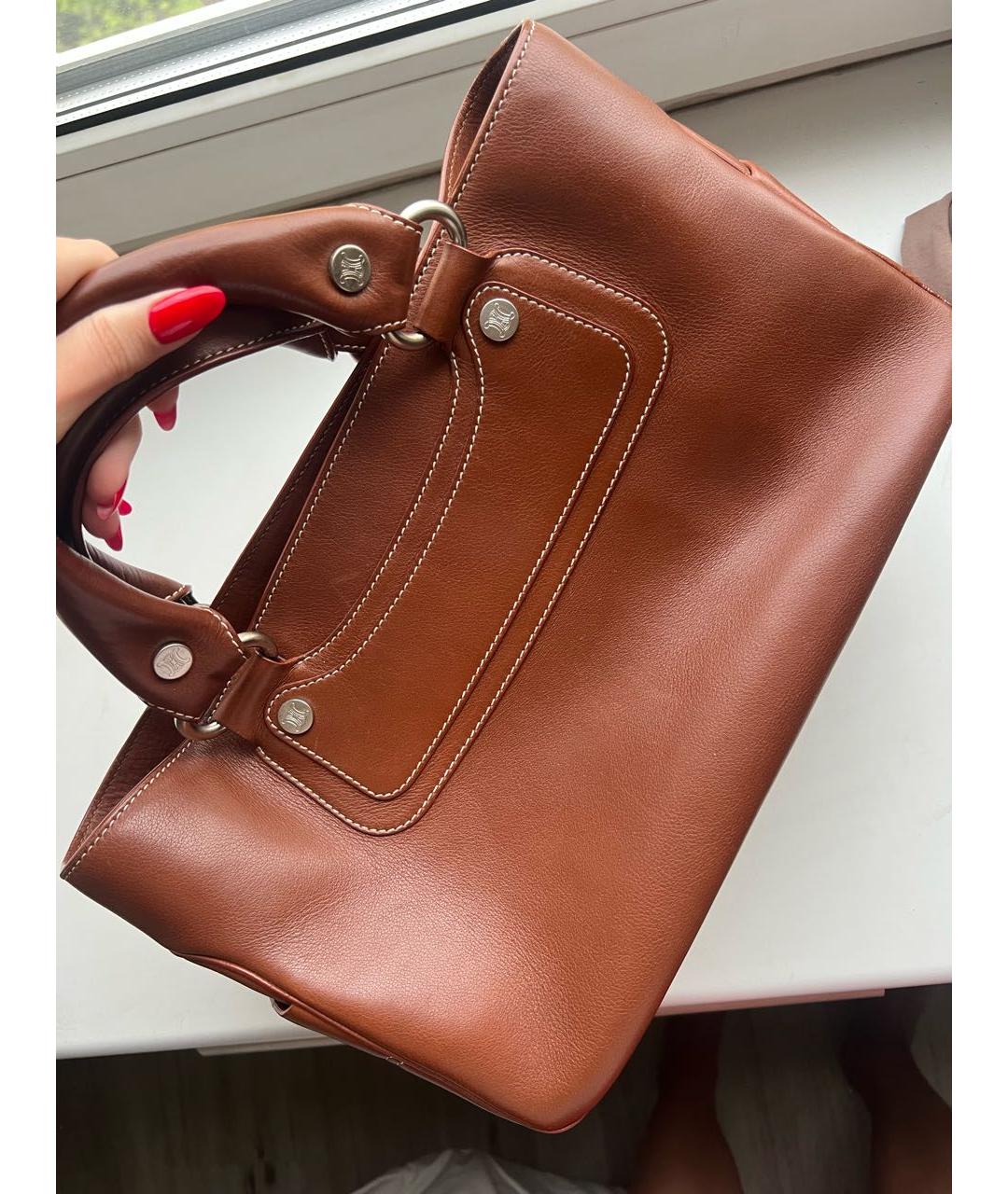 CELINE Коричневая кожаная сумка тоут, фото 2
