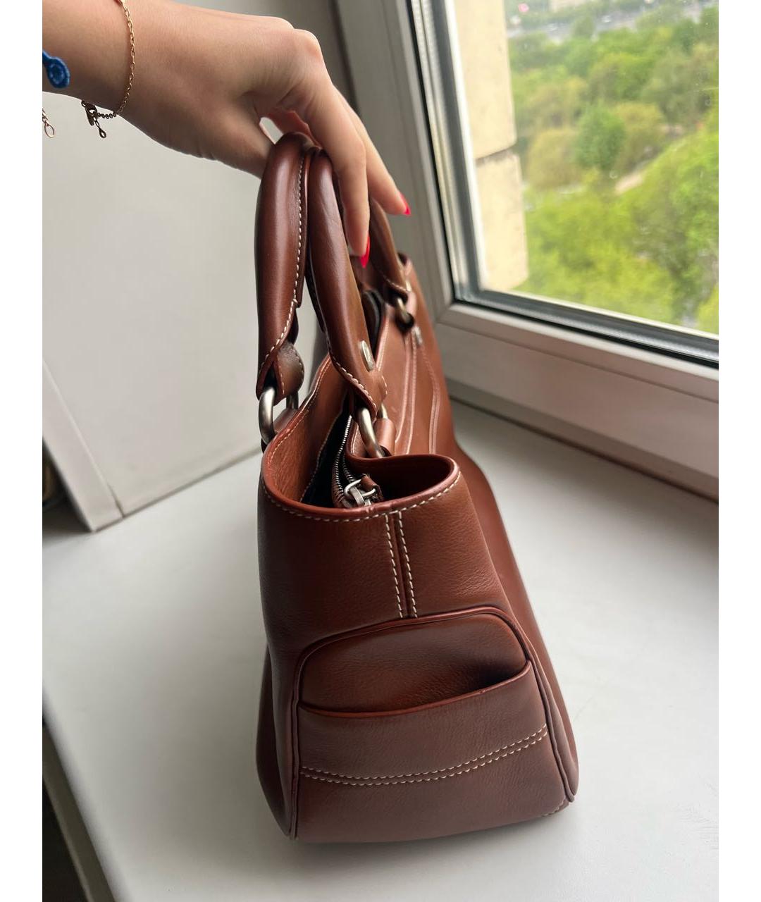 CELINE Коричневая кожаная сумка тоут, фото 3