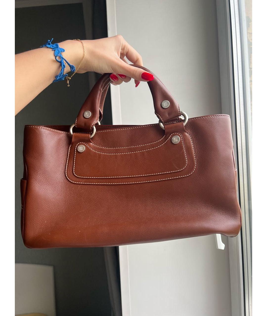 CELINE Коричневая кожаная сумка тоут, фото 8
