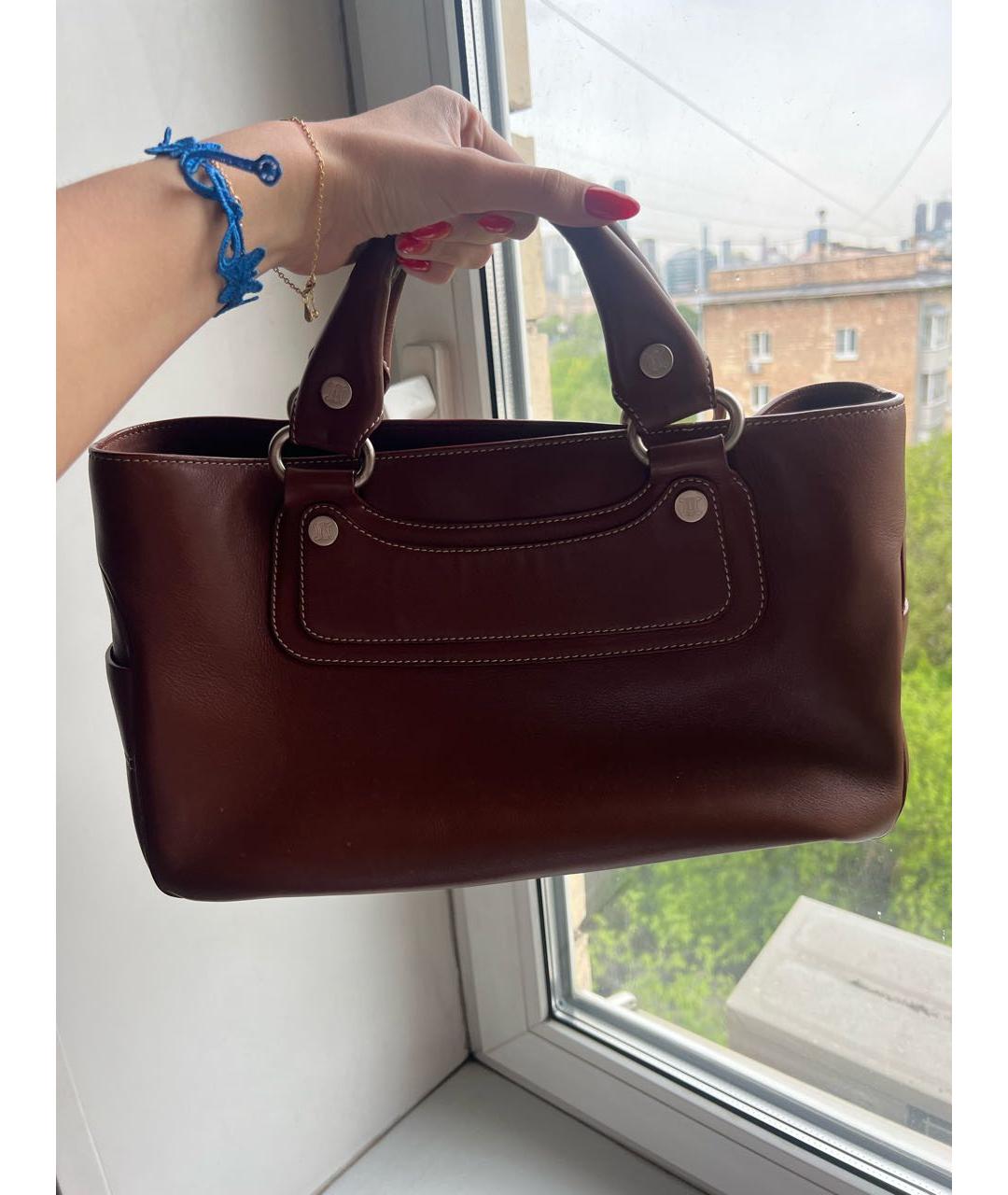 CELINE Коричневая кожаная сумка тоут, фото 9