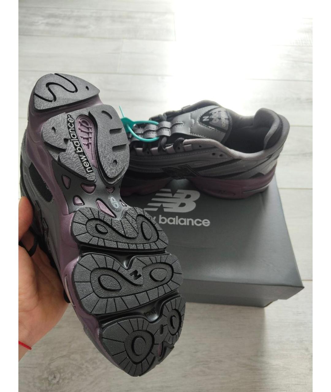 NEW BALANCE Антрацитовые низкие кроссовки / кеды из искусственной кожи, фото 3