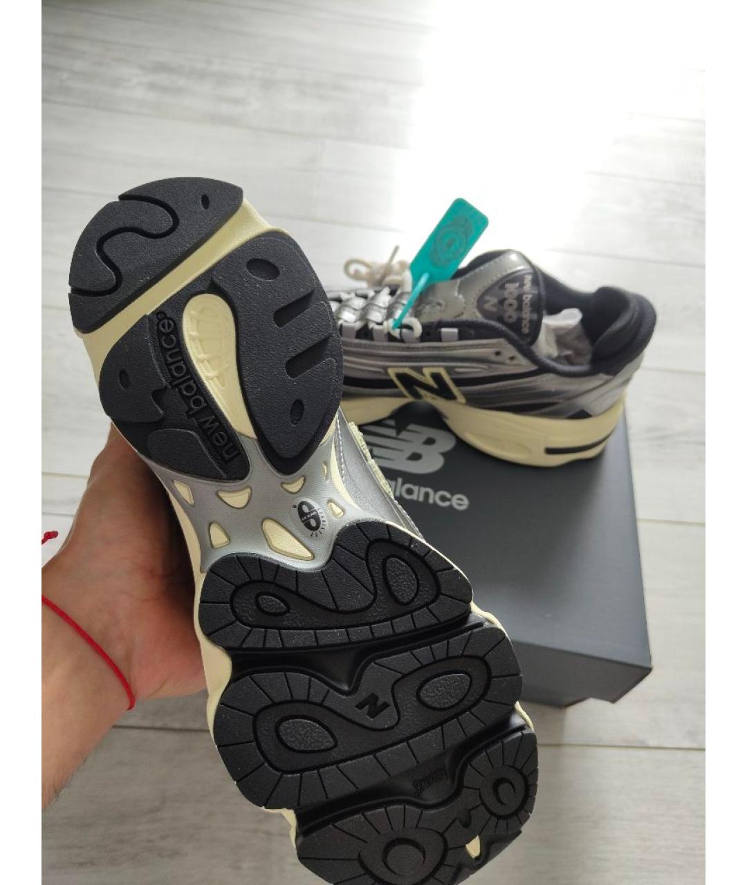 NEW BALANCE Серебряные низкие кроссовки / кеды из искусственной кожи, фото 3