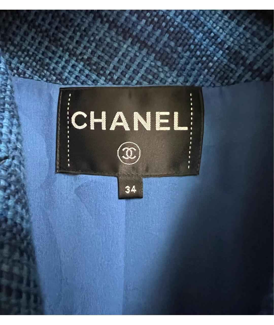 CHANEL Синий твидовый жакет/пиджак, фото 7