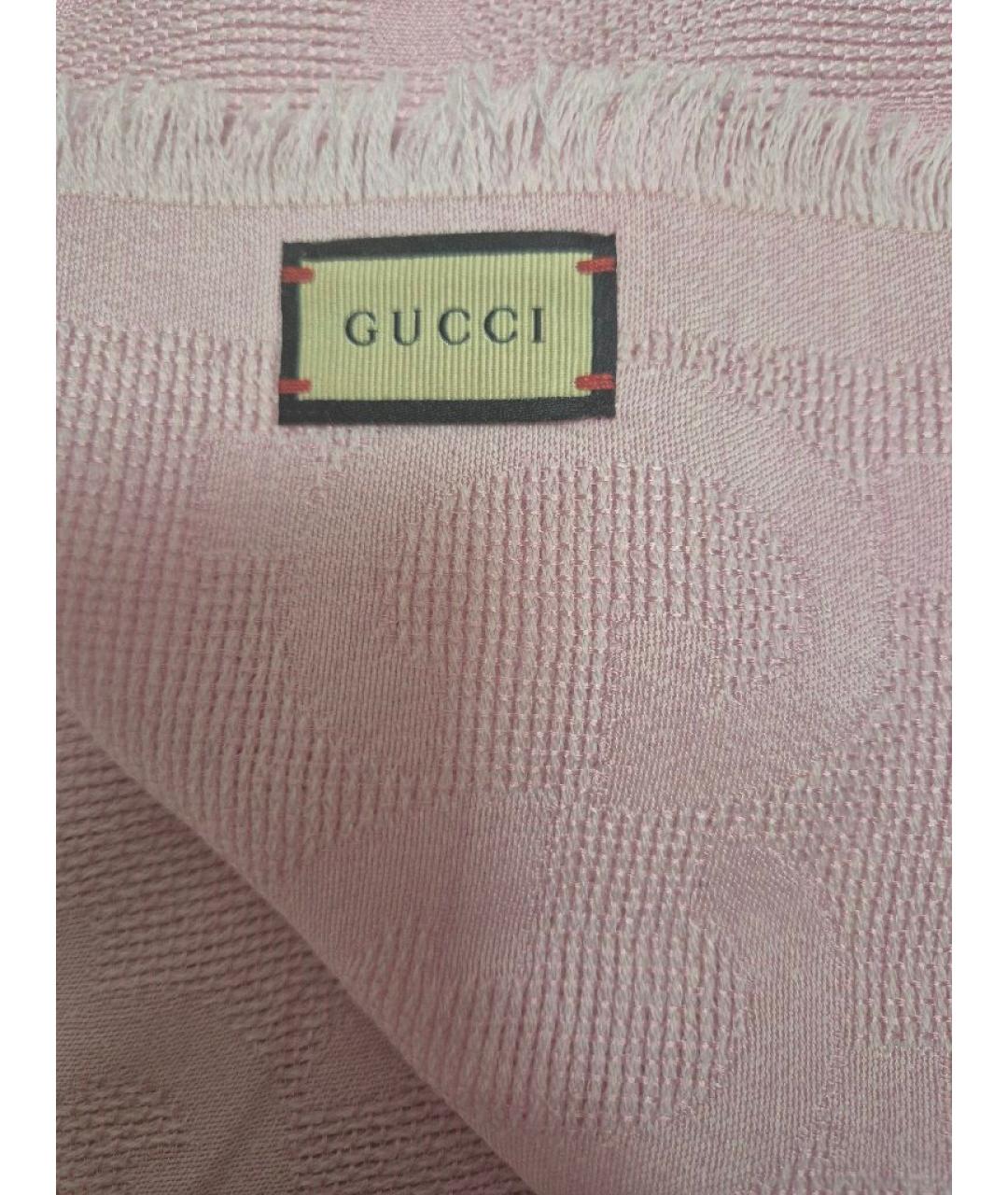 GUCCI Розовый шерстяной шарф, фото 3