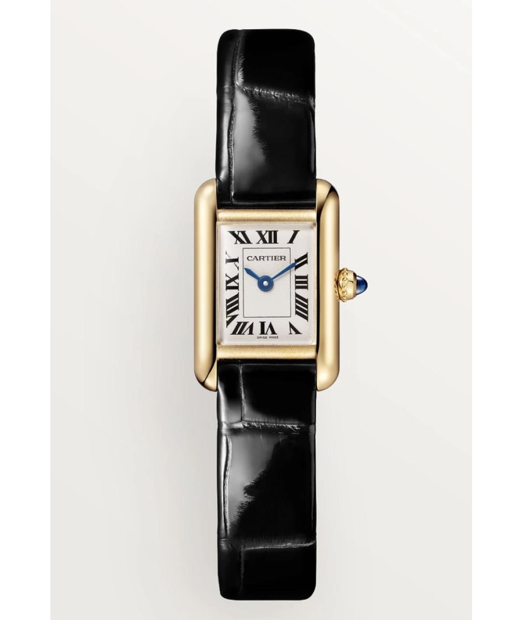 CARTIER Черные часы из желтого золота, фото 8