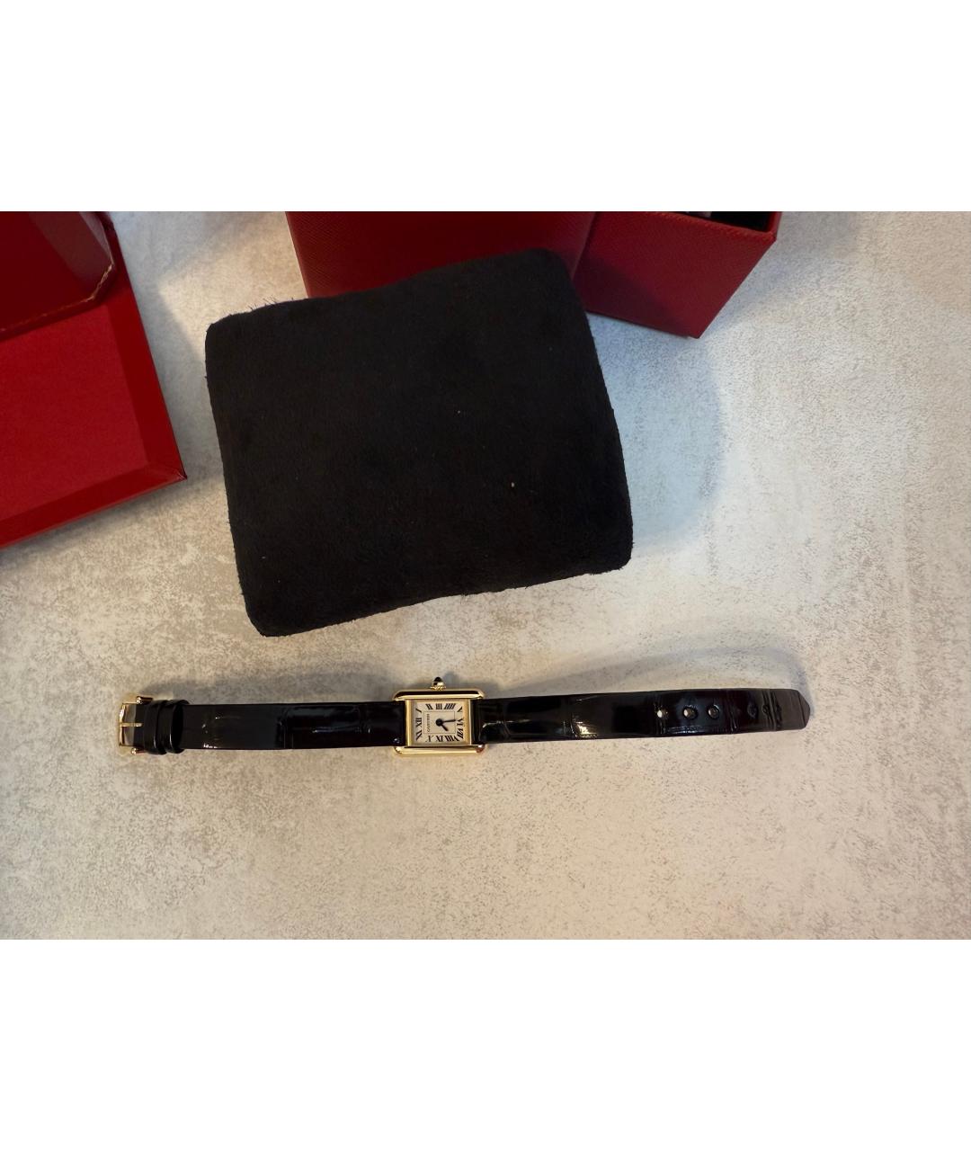 CARTIER Черные часы из желтого золота, фото 7