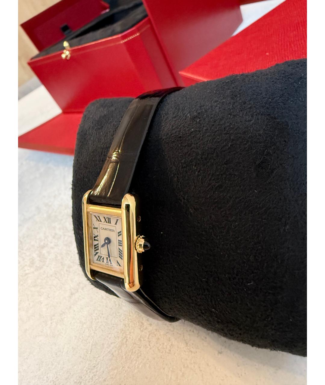 CARTIER Черные часы из желтого золота, фото 6