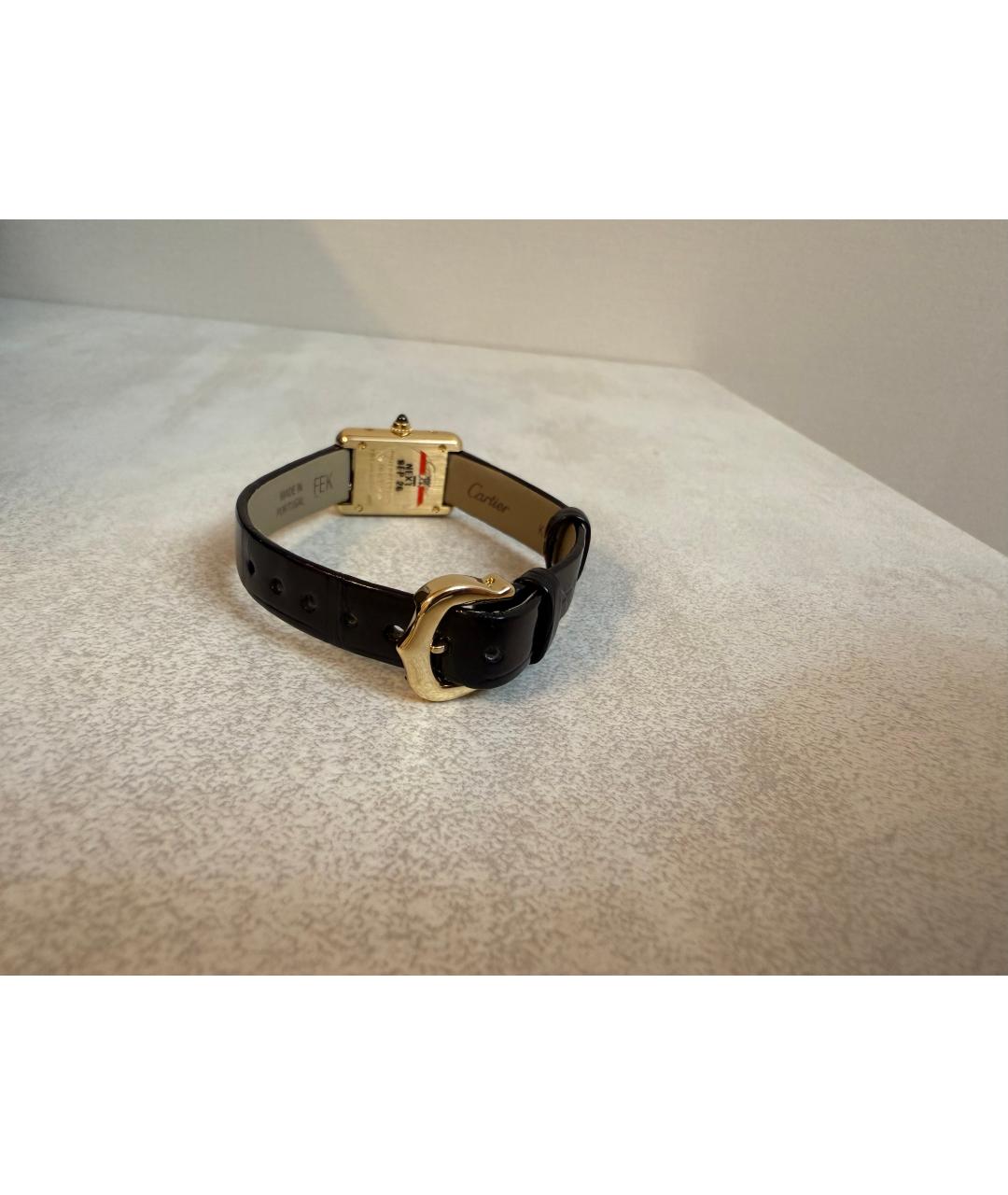 CARTIER Черные часы из желтого золота, фото 4