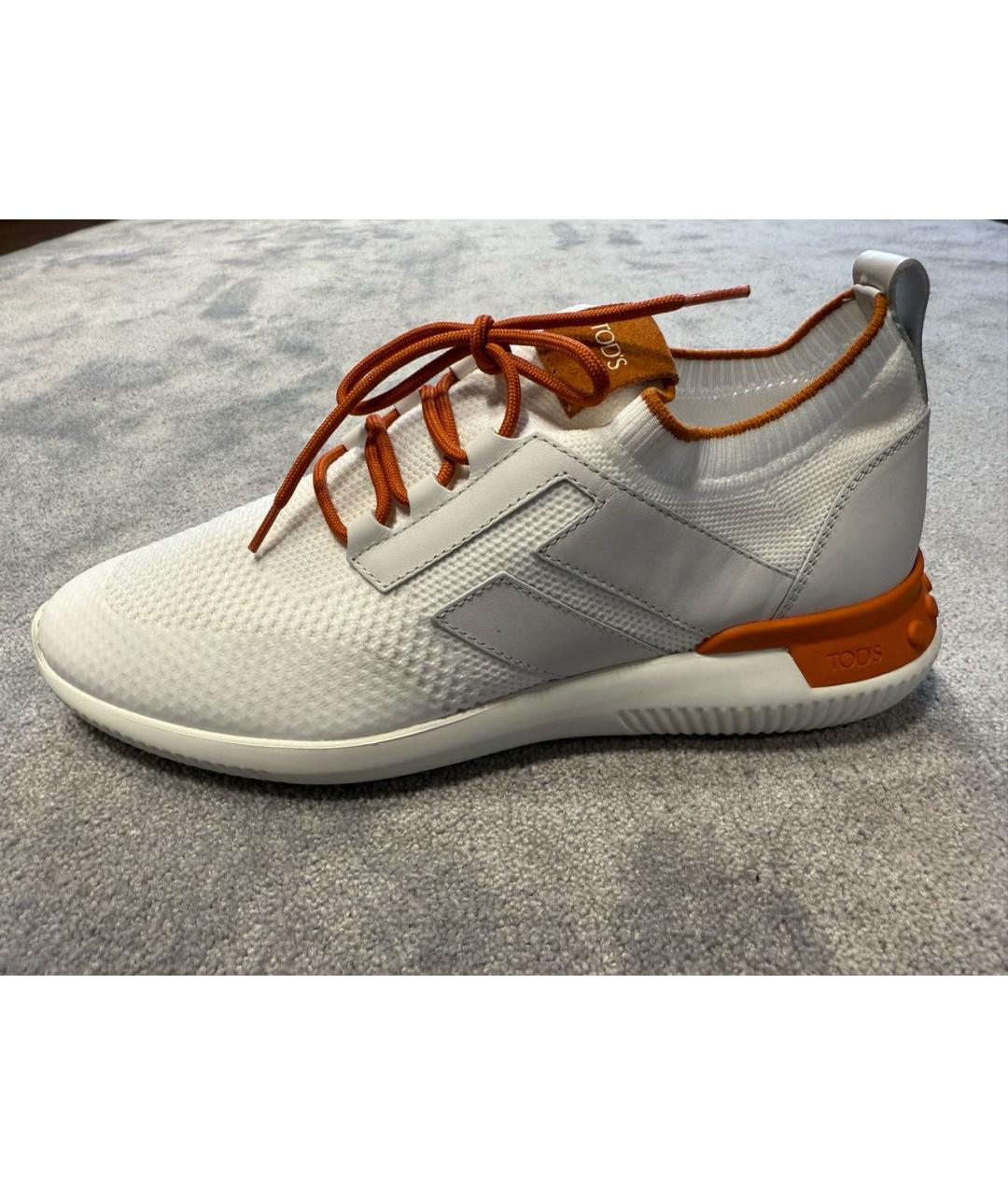 TOD'S Белые текстильные низкие кроссовки / кеды, фото 8