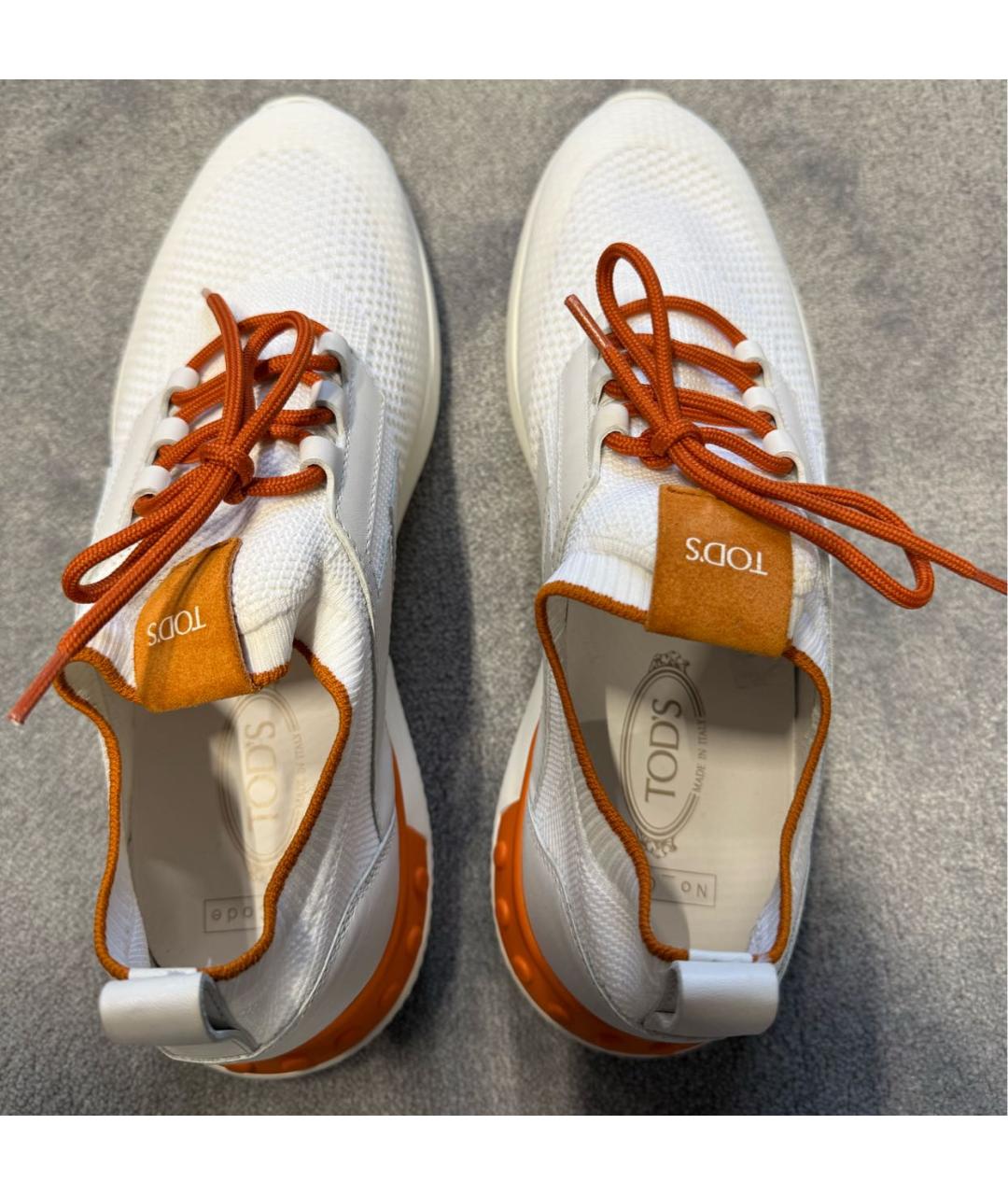TOD'S Белые текстильные низкие кроссовки / кеды, фото 3
