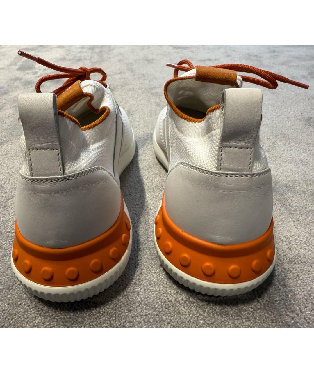 TOD'S Белые текстильные низкие кроссовки / кеды, фото 4