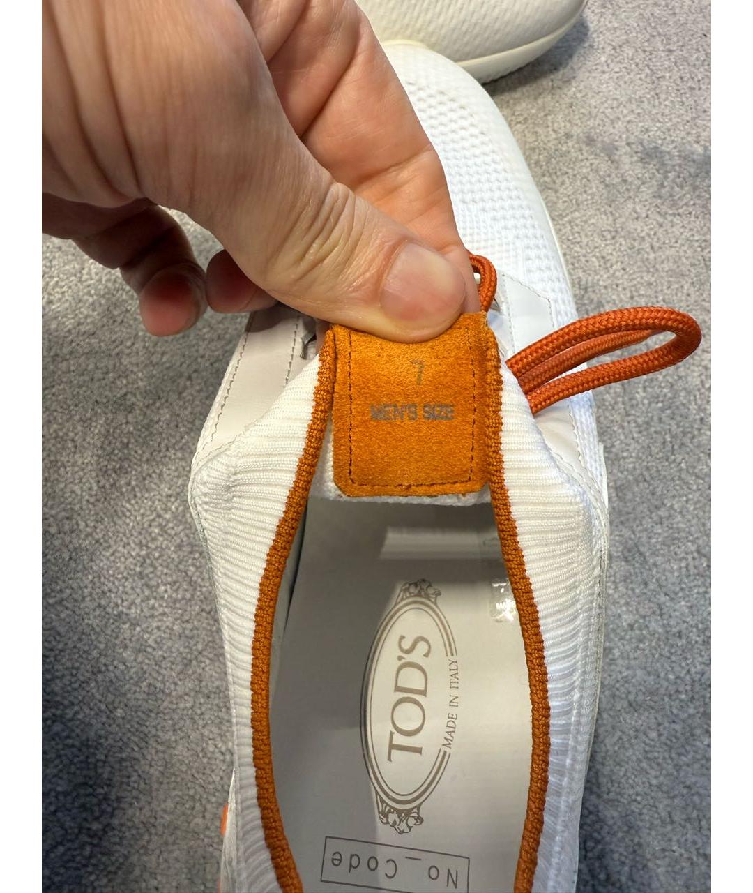 TOD'S Белые текстильные низкие кроссовки / кеды, фото 7