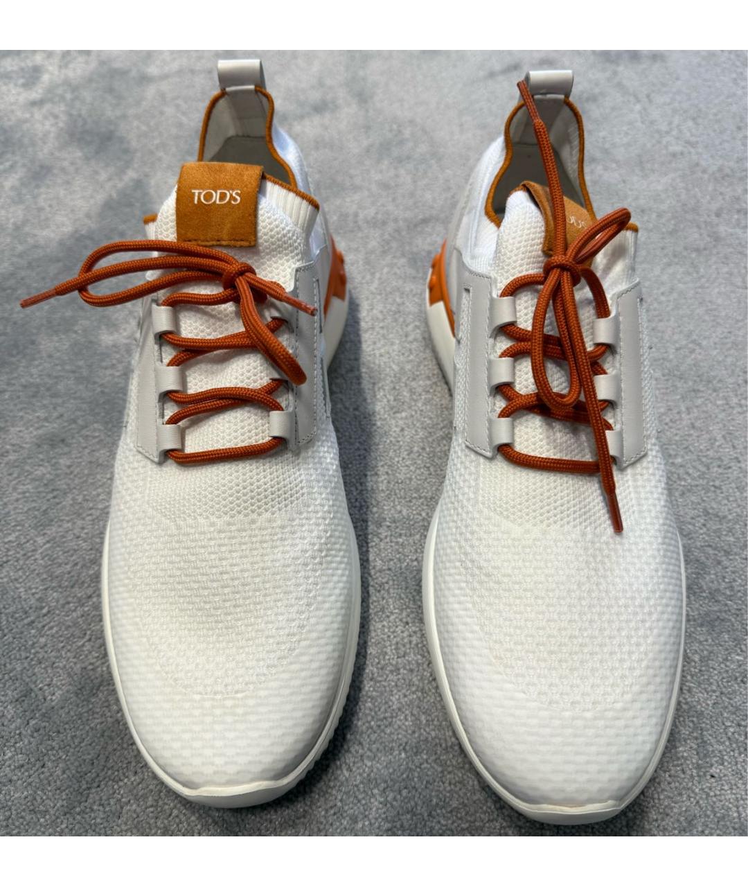 TOD'S Белые текстильные низкие кроссовки / кеды, фото 2
