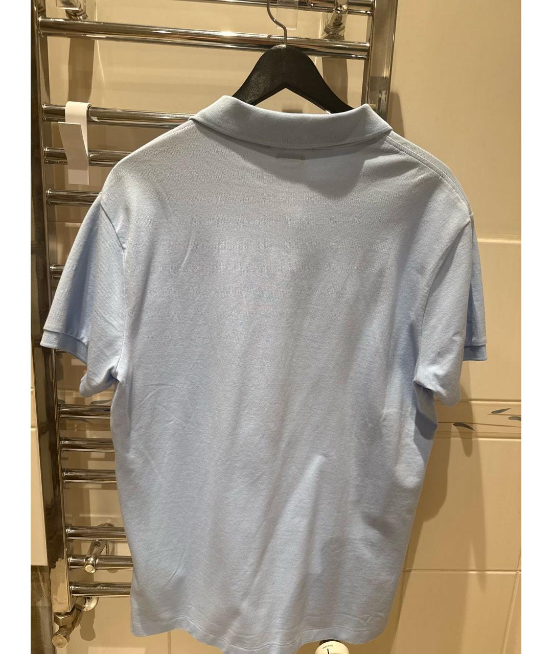 POLO RALPH LAUREN Голубое хлопко-эластановое поло с коротким рукавом, фото 4