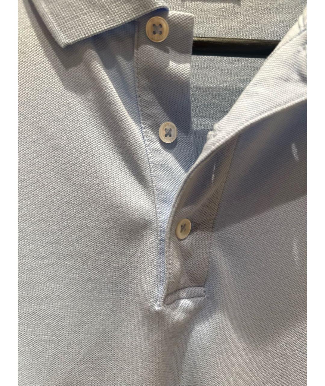 POLO RALPH LAUREN Голубое хлопко-эластановое поло с коротким рукавом, фото 2