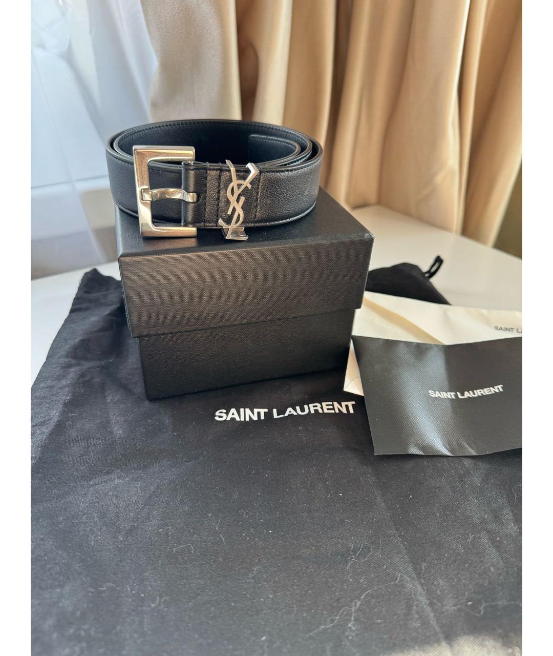SAINT LAURENT Черный кожаный ремень, фото 5