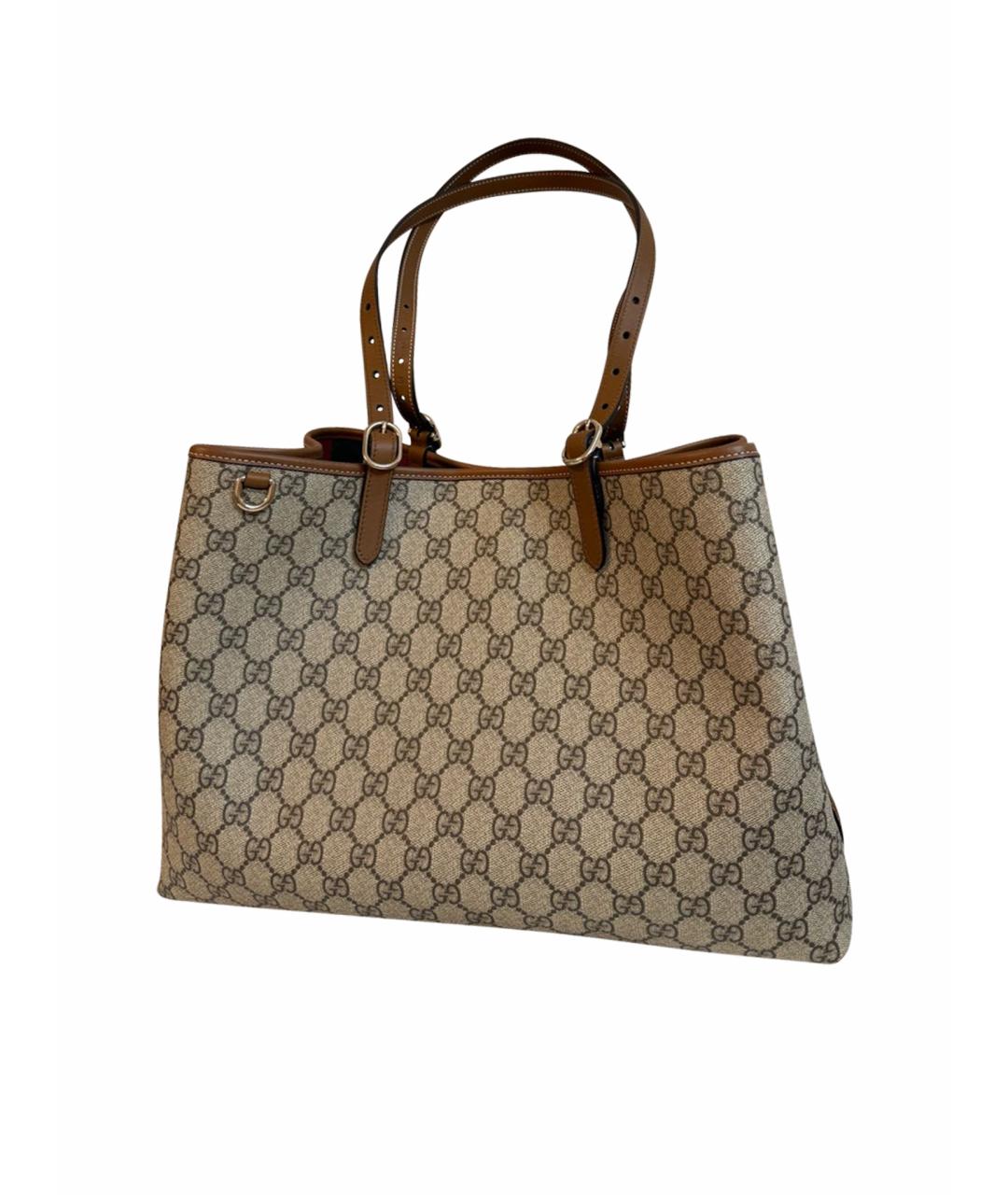GUCCI Коричневая кожаная сумка тоут, фото 1