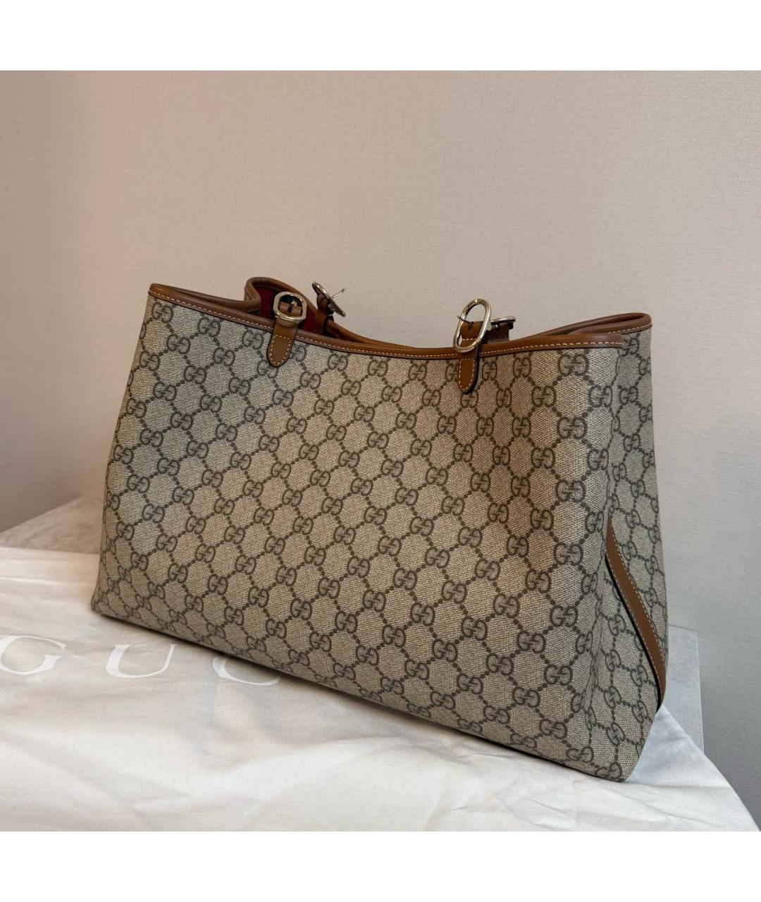 GUCCI Коричневая кожаная сумка тоут, фото 3