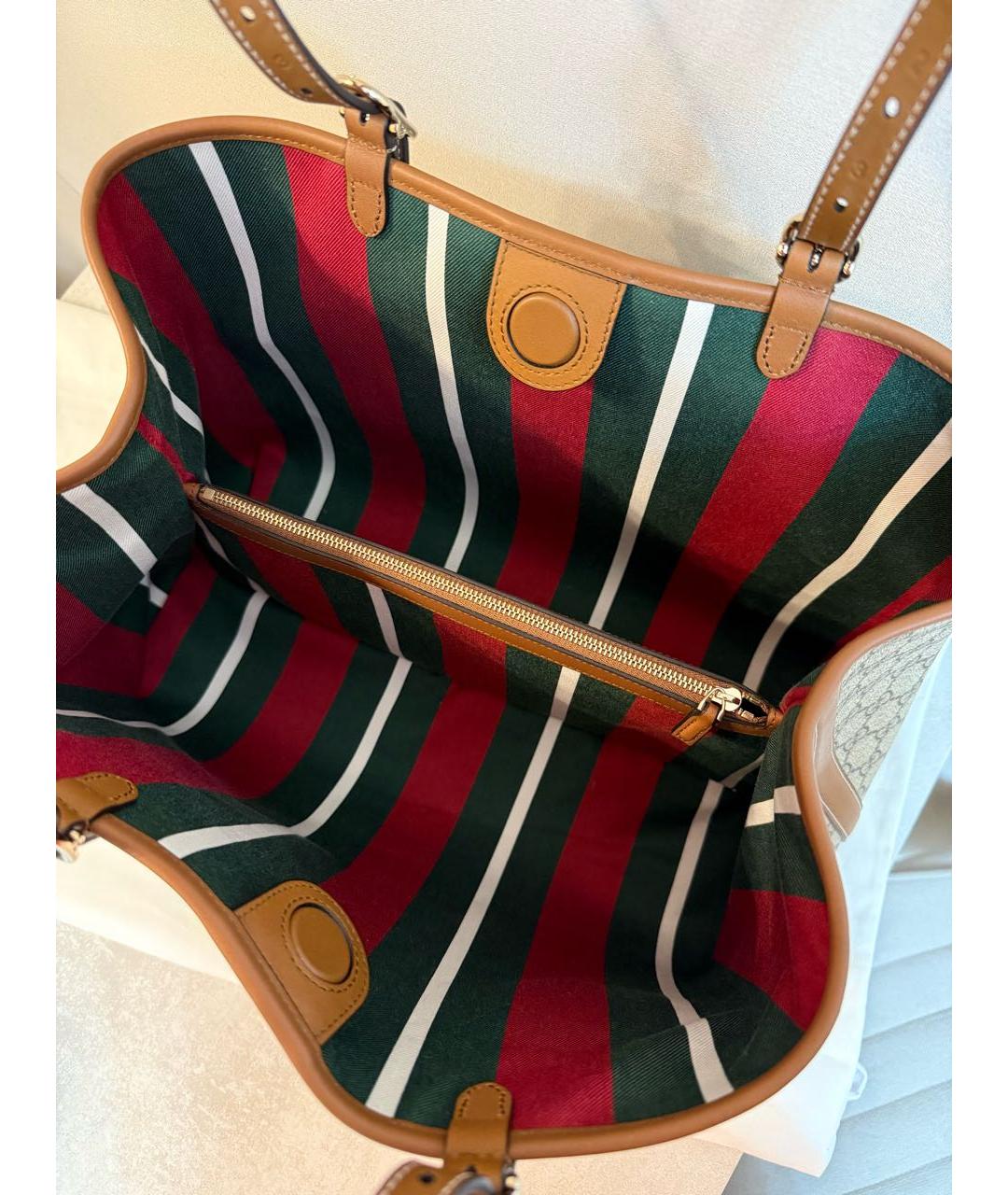 GUCCI Коричневая кожаная сумка тоут, фото 4