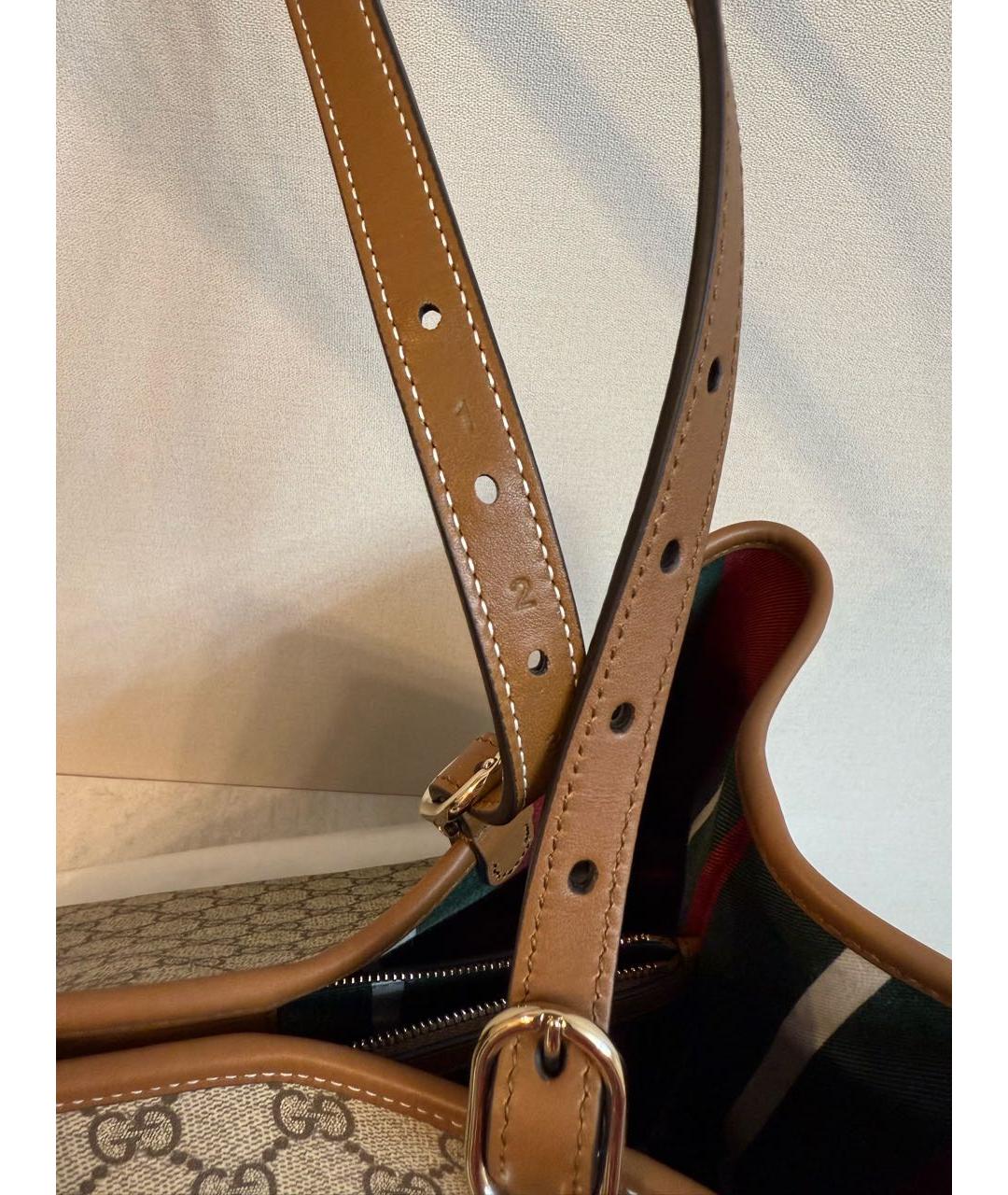 GUCCI Коричневая кожаная сумка тоут, фото 6
