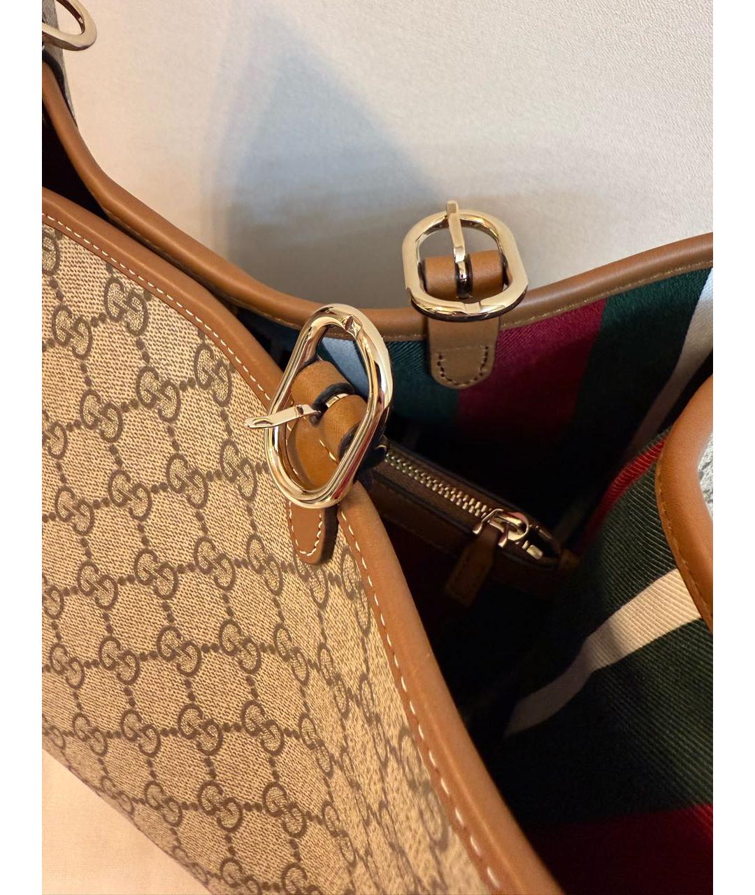 GUCCI Коричневая кожаная сумка тоут, фото 5