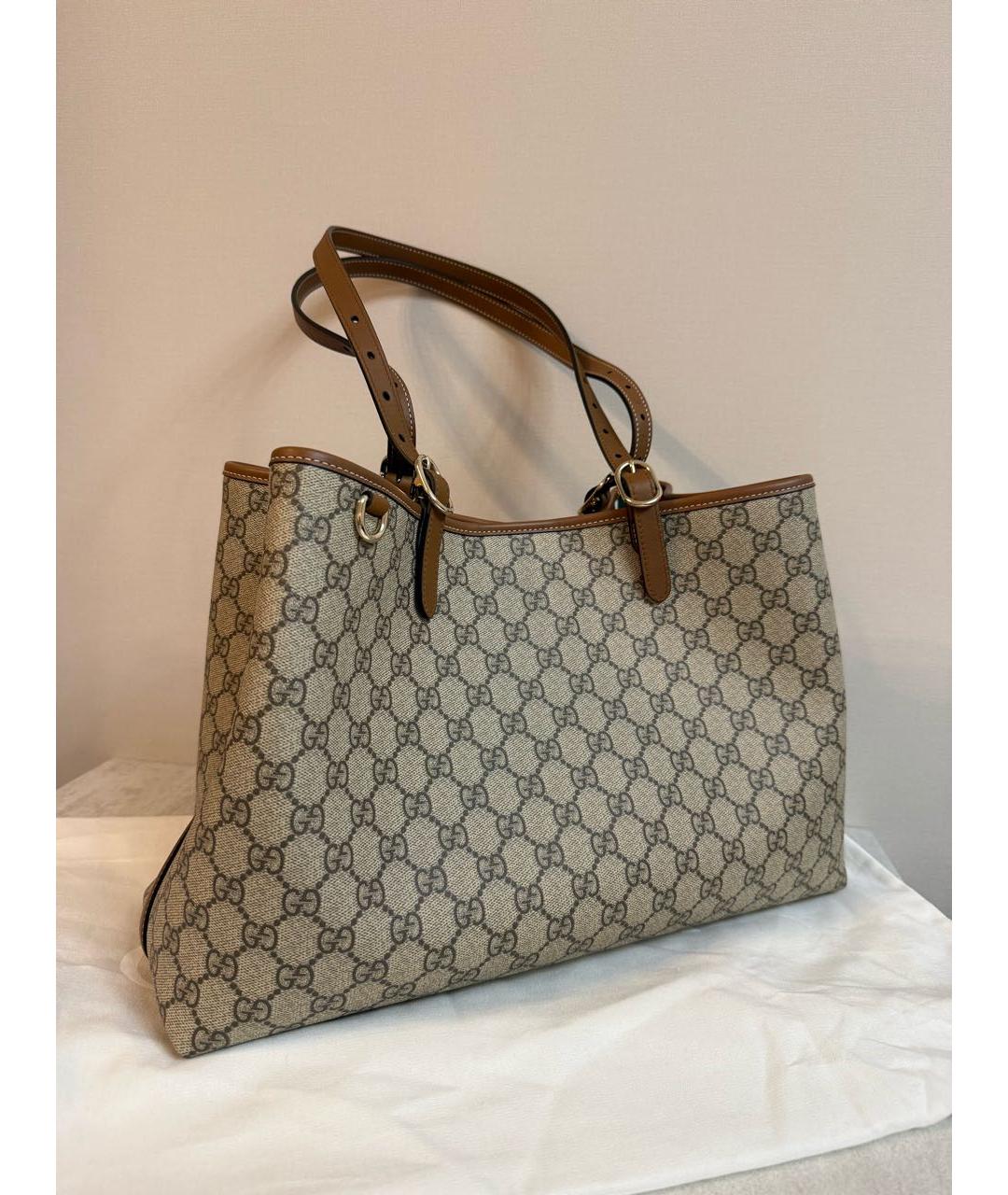 GUCCI Коричневая кожаная сумка тоут, фото 2