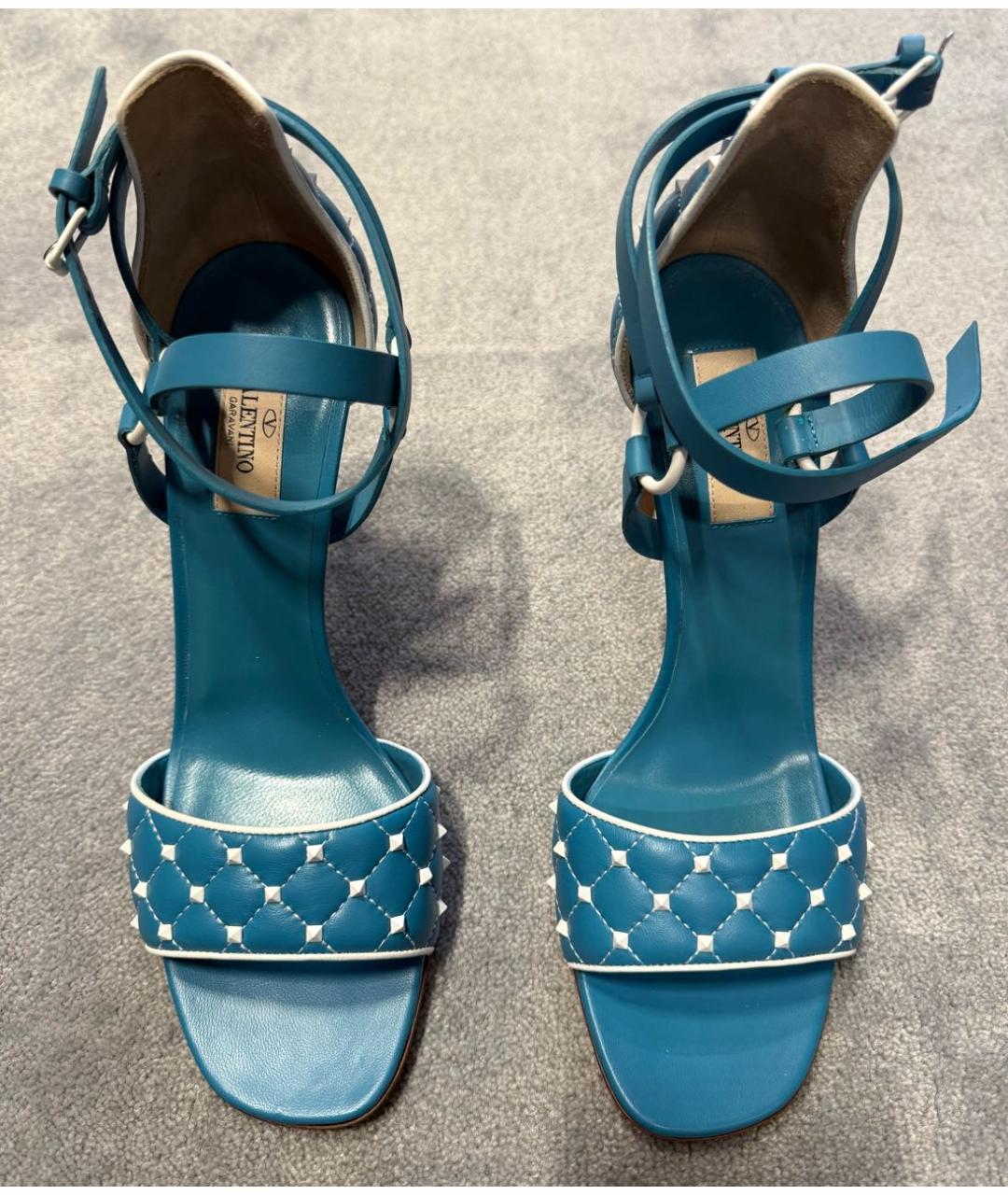 VALENTINO Голубые кожаные босоножки, фото 2