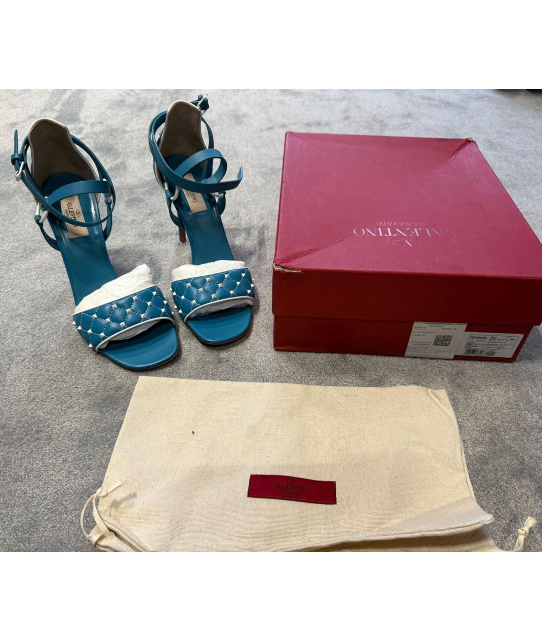 VALENTINO Голубые кожаные босоножки, фото 5