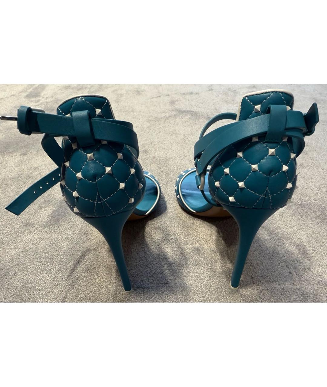 VALENTINO Голубые кожаные босоножки, фото 4