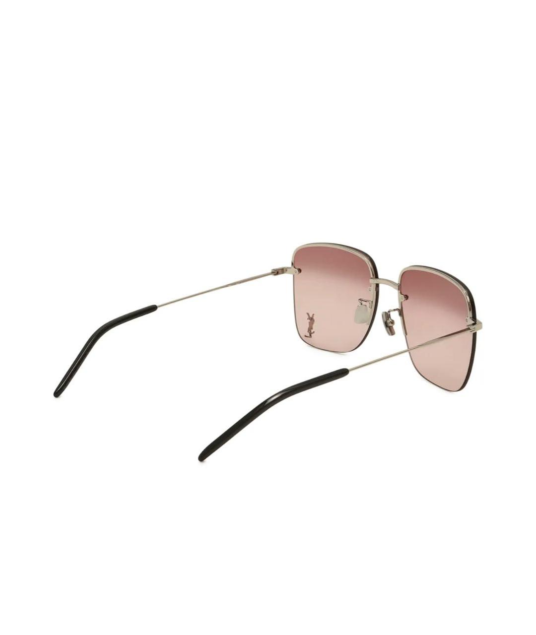 SAINT LAURENT Розовые металлические солнцезащитные очки, фото 2
