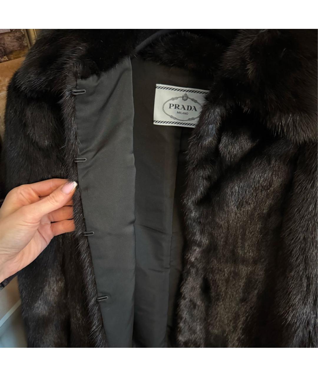 PRADA Черная меховая шуба, фото 4