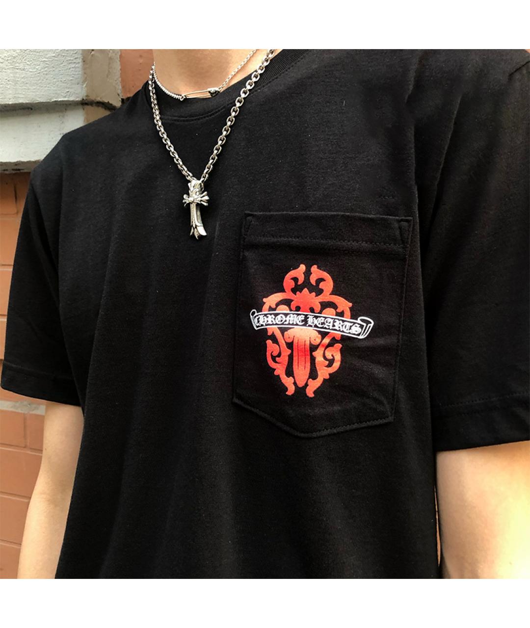 CHROME HEARTS Черная хлопковая футболка, фото 4