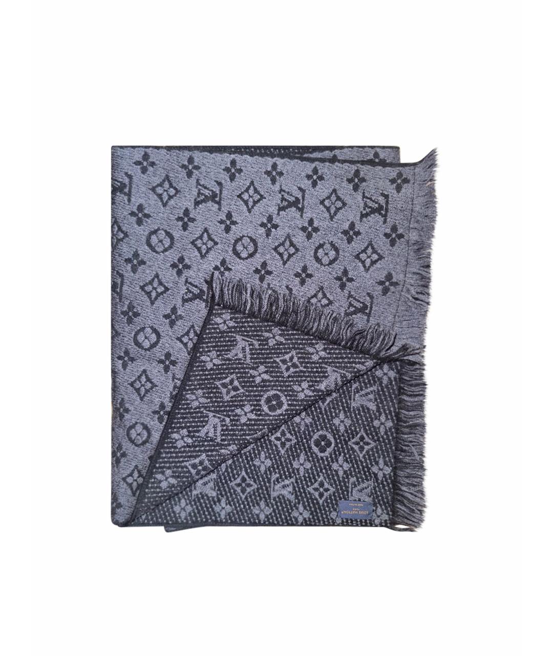 LOUIS VUITTON Антрацитовый шерстяной шарф, фото 1