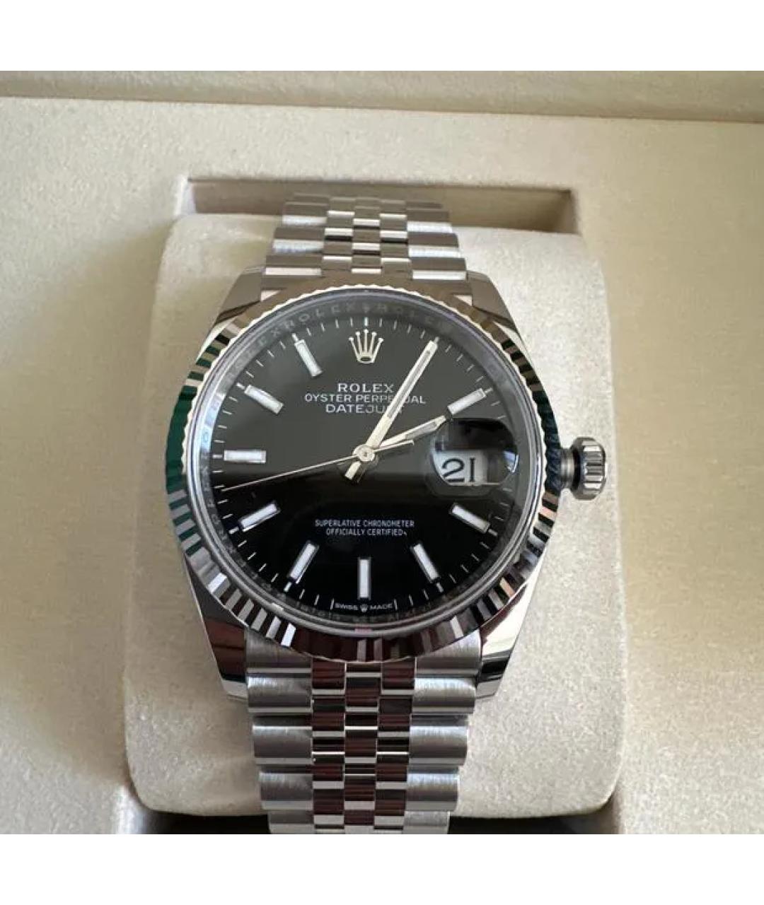 ROLEX Черные часы из белого золота, фото 6