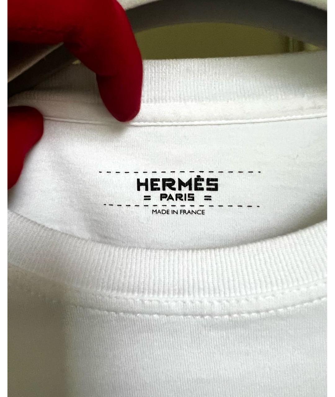 HERMES Белая хлопковая футболка, фото 6