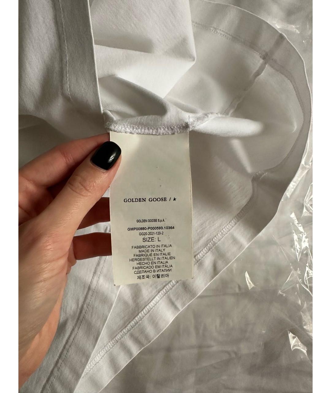 GOLDEN GOOSE DELUXE BRAND Белая хлопковая футболка, фото 5