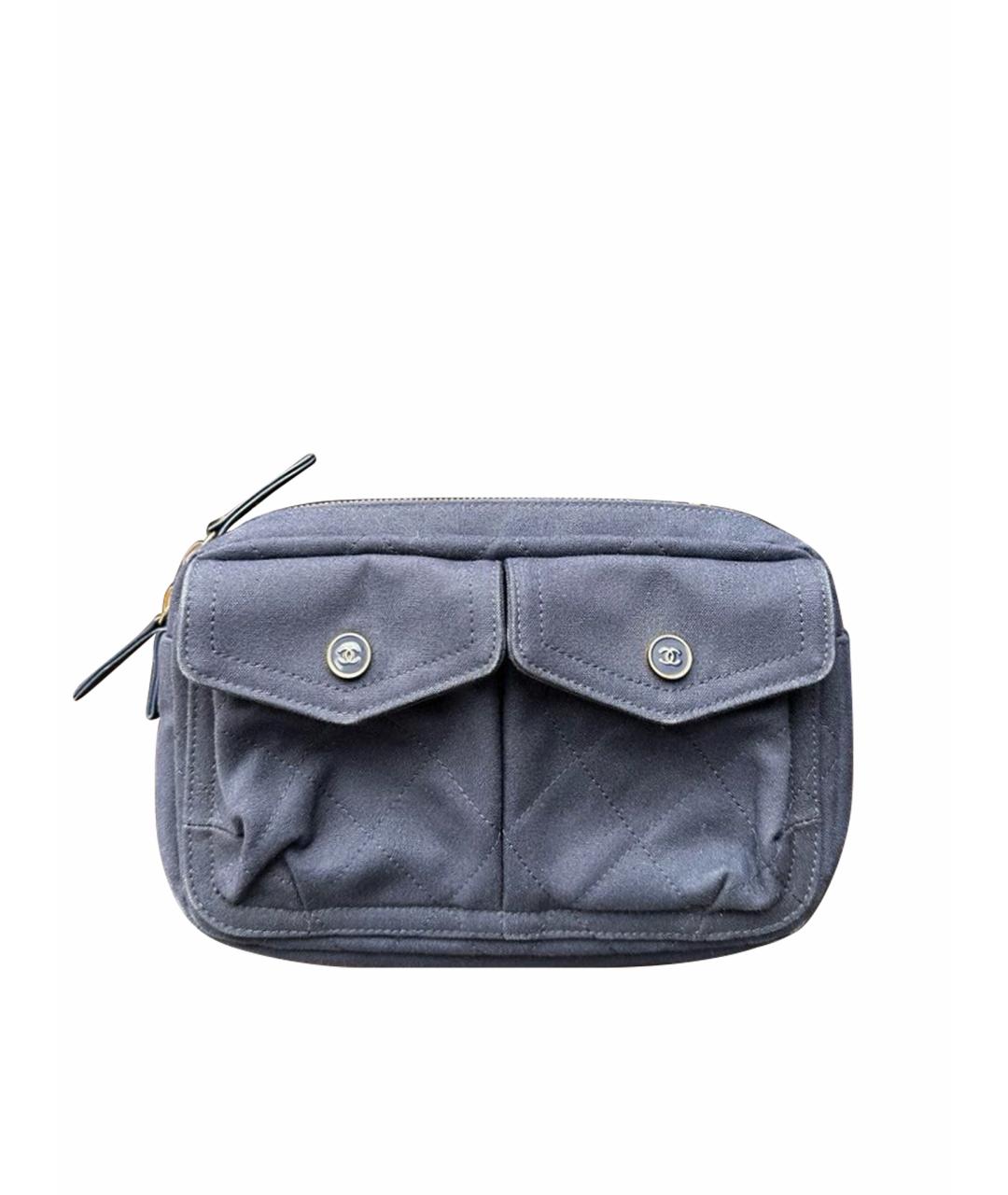 CHANEL Синяя тканевая поясная сумка, фото 1