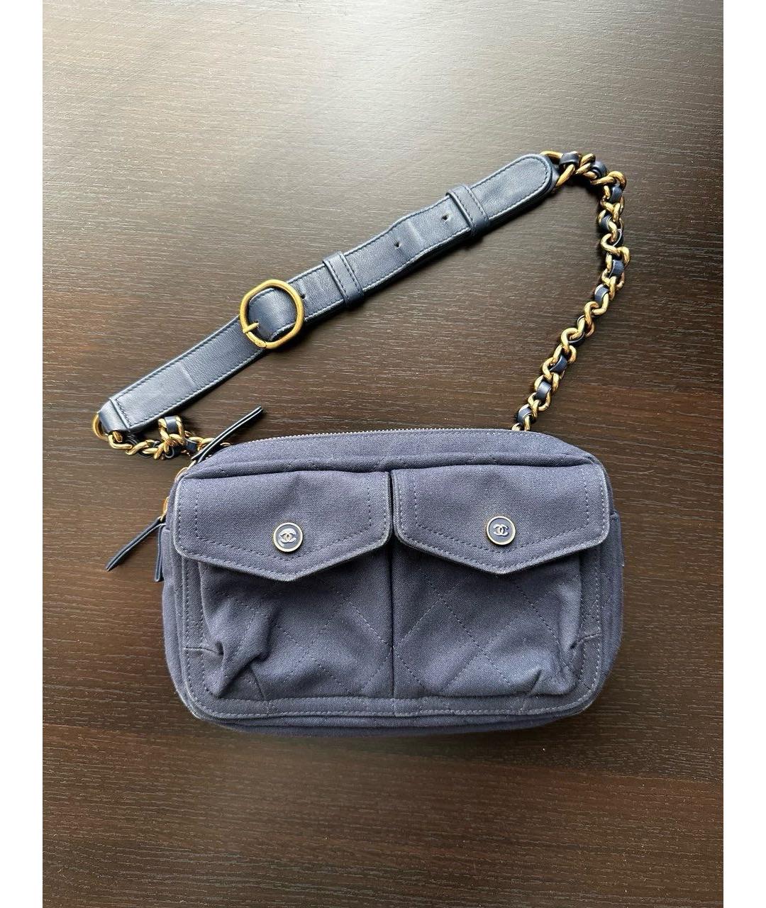 CHANEL Синяя тканевая поясная сумка, фото 9
