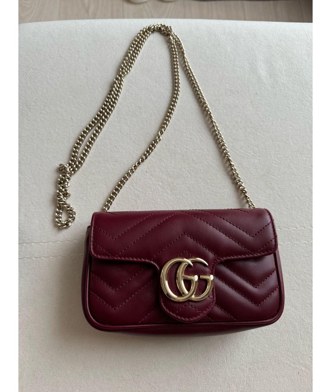 GUCCI Бордовая кожаная сумка через плечо, фото 5
