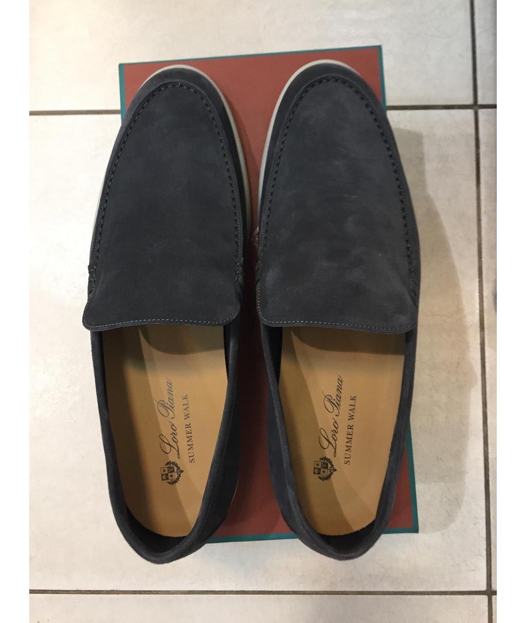 LORO PIANA Антрацитовые замшевые лоферы, фото 5