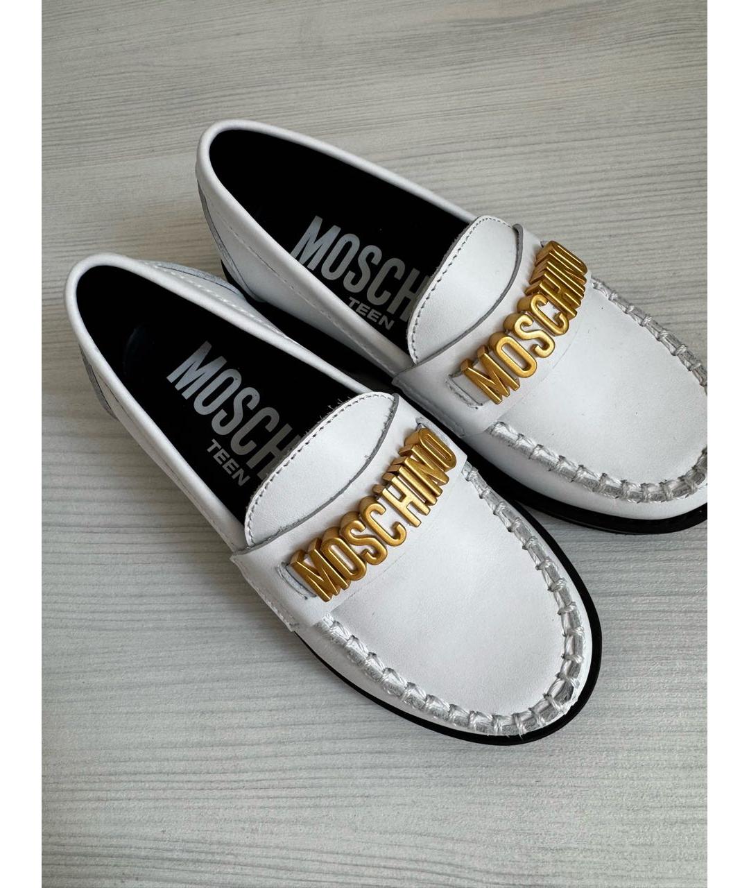 MOSCHINO Белые кожаные лоферы и мокасины, фото 5