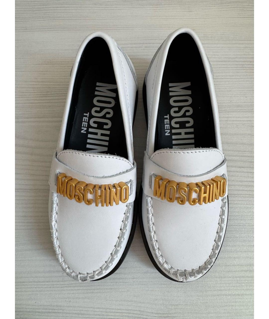 MOSCHINO Белые кожаные лоферы и мокасины, фото 8