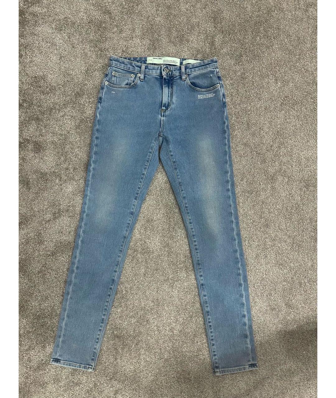 OFF-WHITE Голубые хлопковые джинсы слим, фото 7