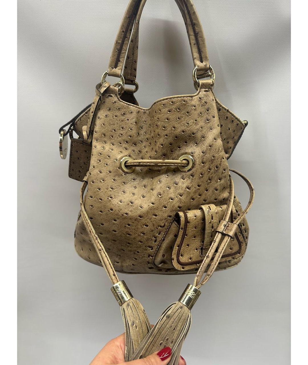 LANCEL Бежевая сумка с короткими ручками из экзотической кожи, фото 3