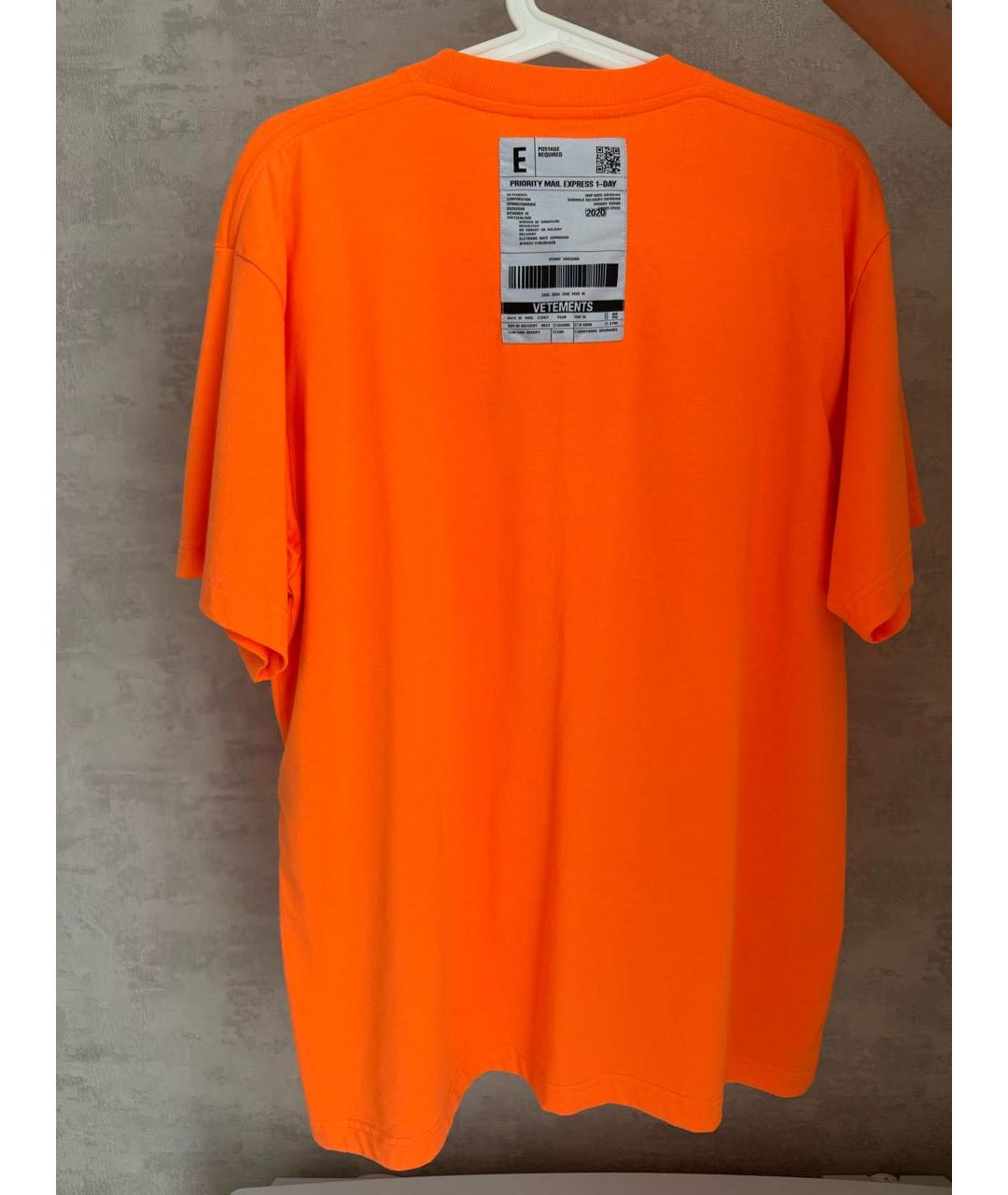 VETEMENTS Оранжевая хлопковая футболка, фото 2