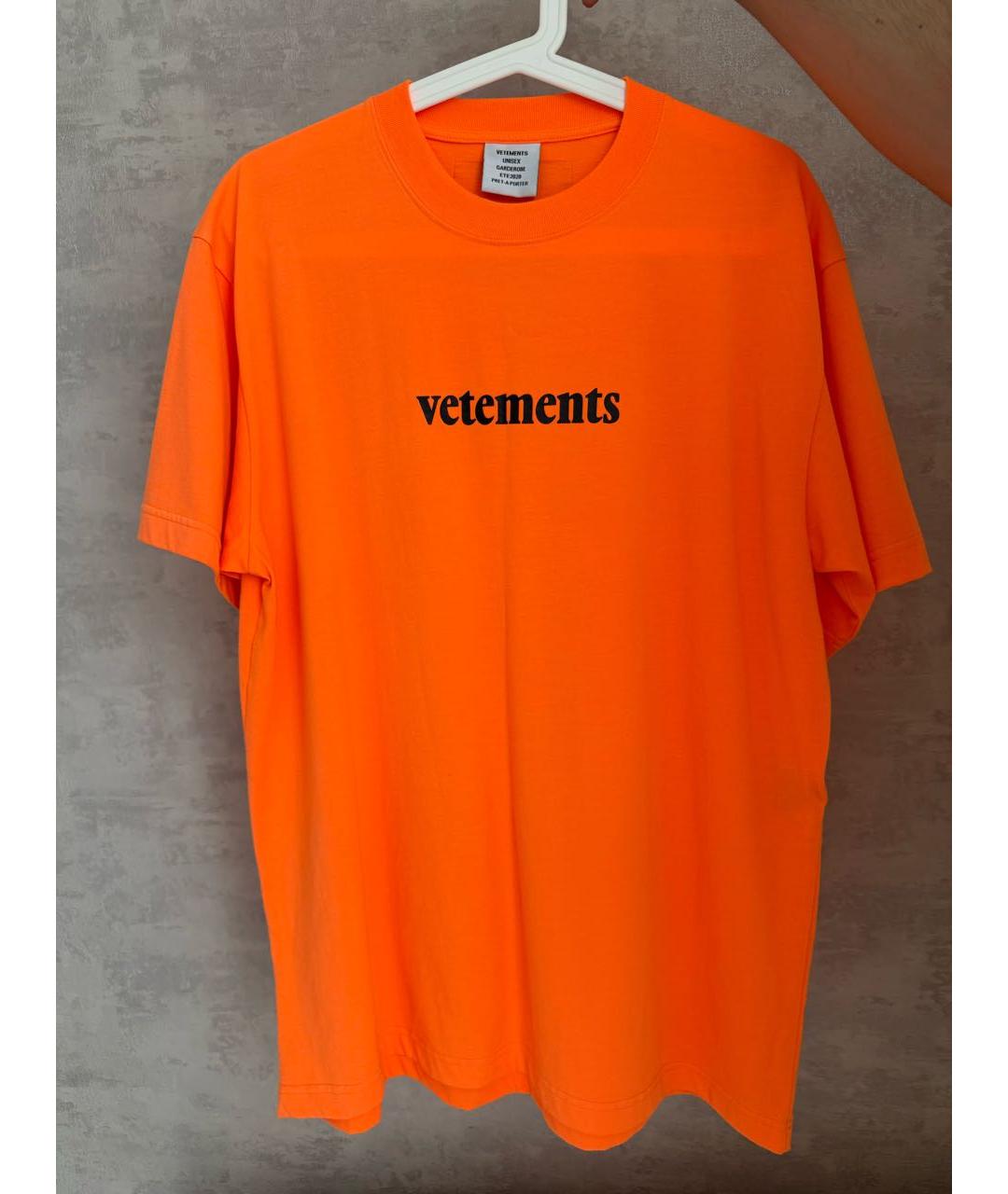 VETEMENTS Оранжевая хлопковая футболка, фото 6