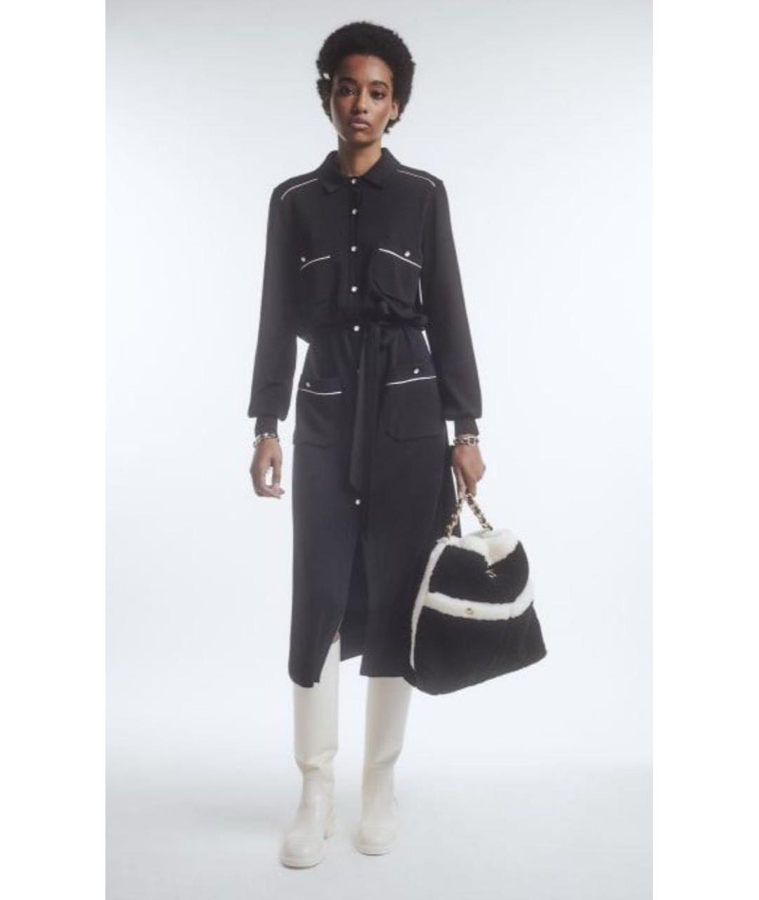 CHANEL Черное шерстяное повседневное платье, фото 2