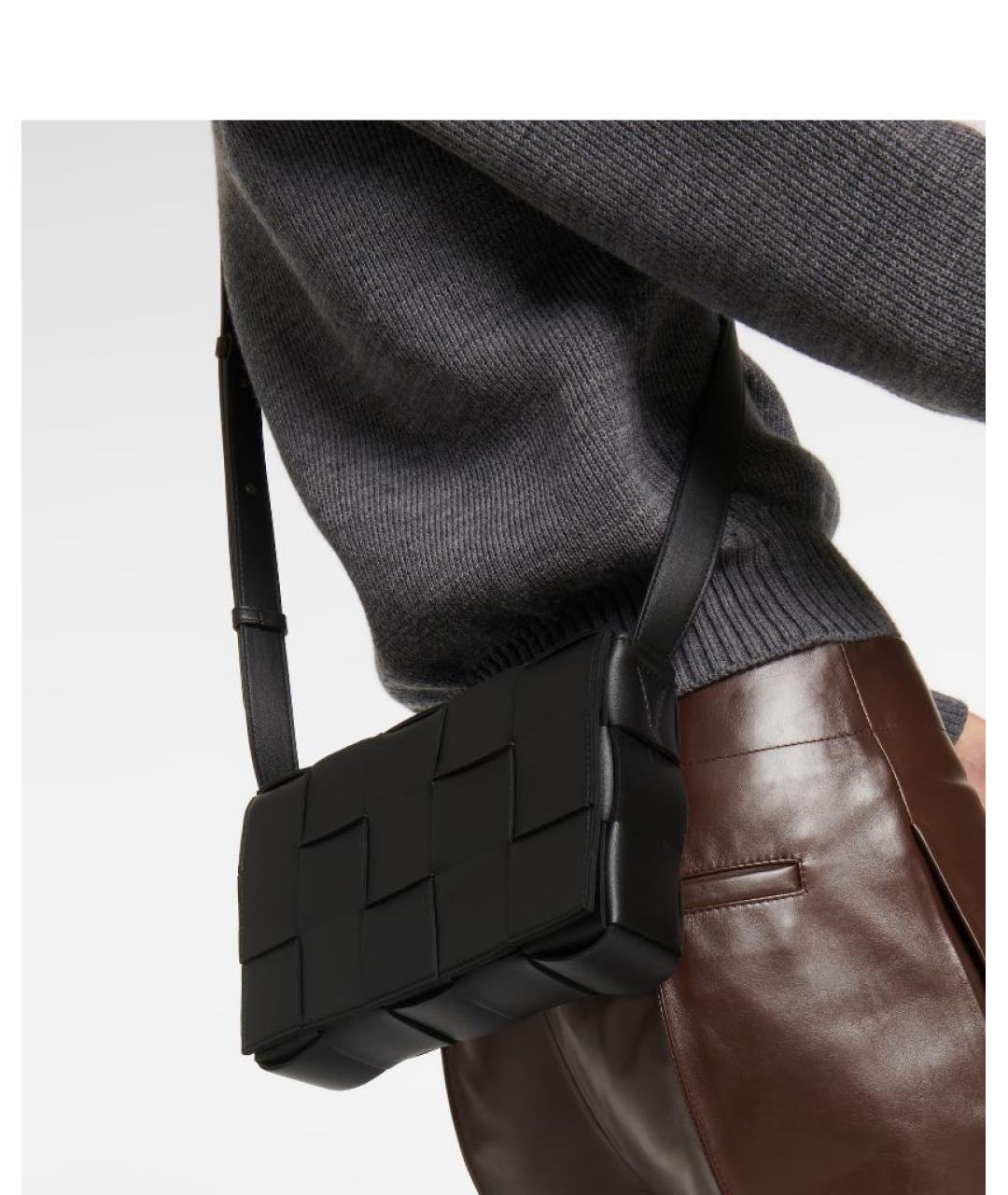 BOTTEGA VENETA Черная кожаная сумка через плечо, фото 3