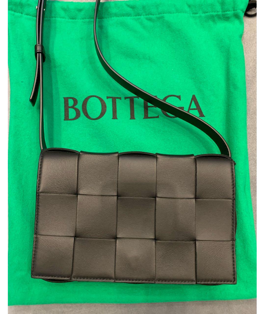 BOTTEGA VENETA Черная кожаная сумка через плечо, фото 7